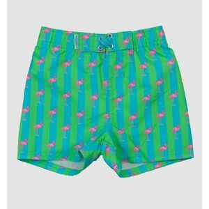 NWT RUGGEDBUTTS NEON FLAMINGO STRIPED BOYS SWIM TRUNKS